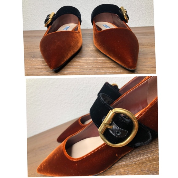 PRADA Two-Tone Velvet Point-Tie Flats NWT - Picture 3 of 12